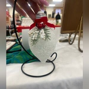 Elegant White Holiday Ornament with Red Accents